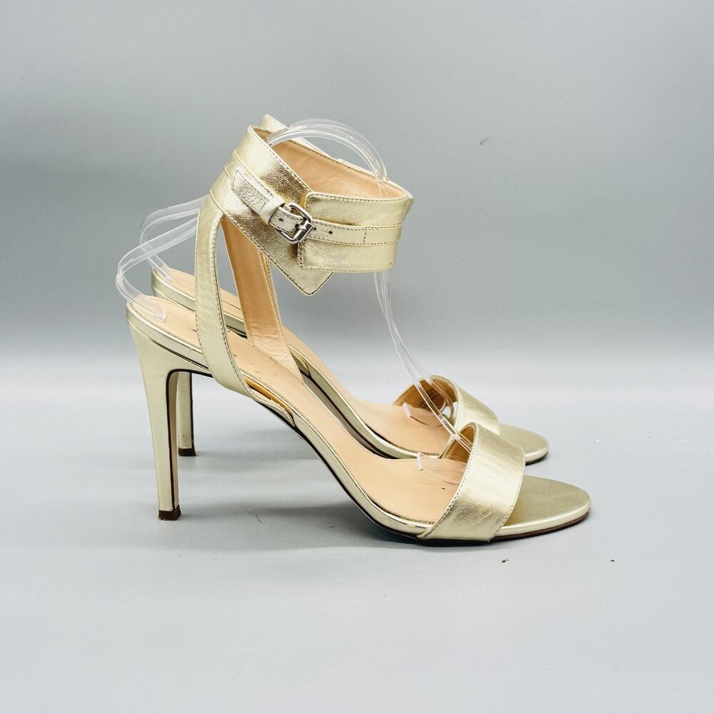 J Crew Sandals Womens 10 Gold Leather Strappy Stiletto Heels Dress Made Italy